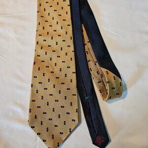 Vintage Tommy Hilfiger Yellow Gold 100% Silk Neck Tie Blue Green Made in USA